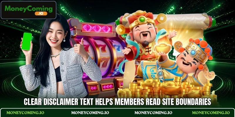 Clear disclaimer text helps members read site boundaries