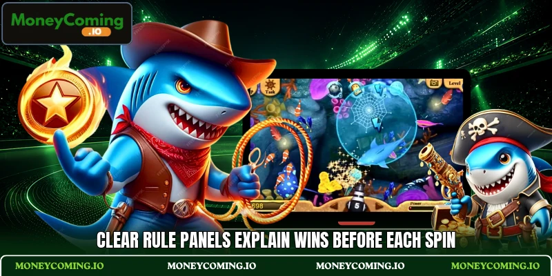 Clear rule panels explain wins before each spin Clear rule panels explain wins before each spin
