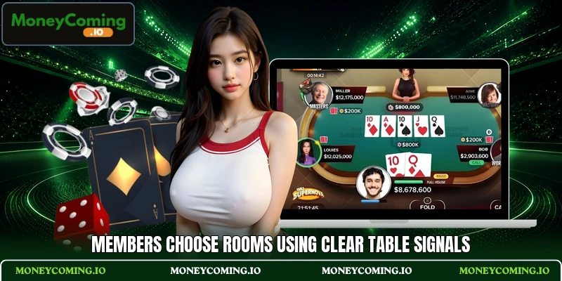 Members choose rooms using clear table signals