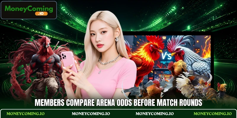 Members compare arena odds before match rounds