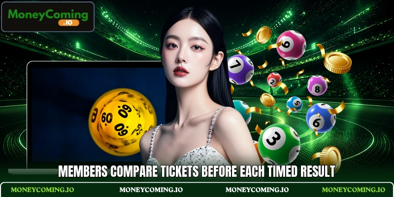 Members compare tickets before each timed result