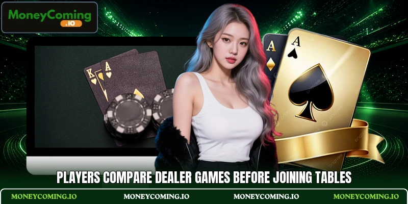 Players compare dealer games before joining tables