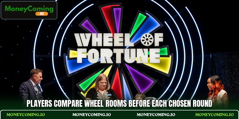 Players compare wheel rooms before each chosen round